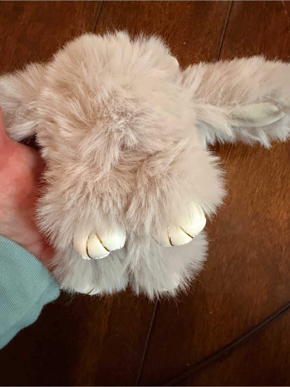 Free People Beige Faux Fur Pom with Gold Accent